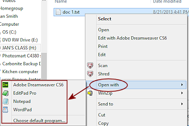 Right Click Menu: on text document in Open dialog (Win8)