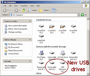 My Computer showing drives, including a USB drive