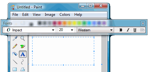 Paint Text toolbar (Vista)