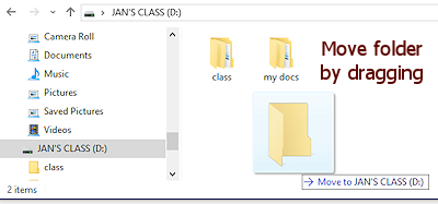 Example of moving a folder (Win10)