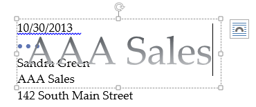 WordArt: AAA Sales - initial (Word 2013)