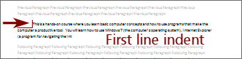 First line indent