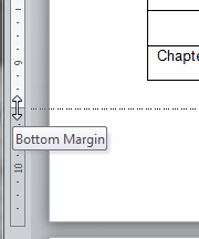 Ruler: Drag to change bottom margin (Word 2010)