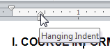 Ruler: Hanging indent (Word 2010)