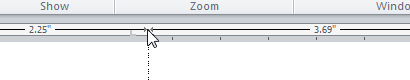 Ruler showing exact measurement for a tab stop (Word 2010)