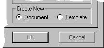Document radio button in New dialog