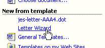 Task Pane: Letter Wizard link