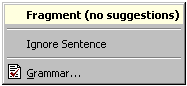 Grammar Message: Fragment 