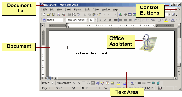Word window with parts labeled