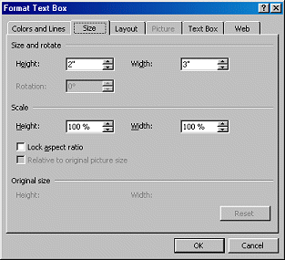 Dialog- Format Text Box | Size