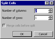 Dialog- Split cell into 2 columns