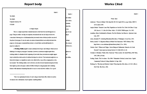 Example report in MLA style with 2 body pages and one Works Cited page