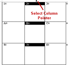Table - 3 x 3 - Column B selected